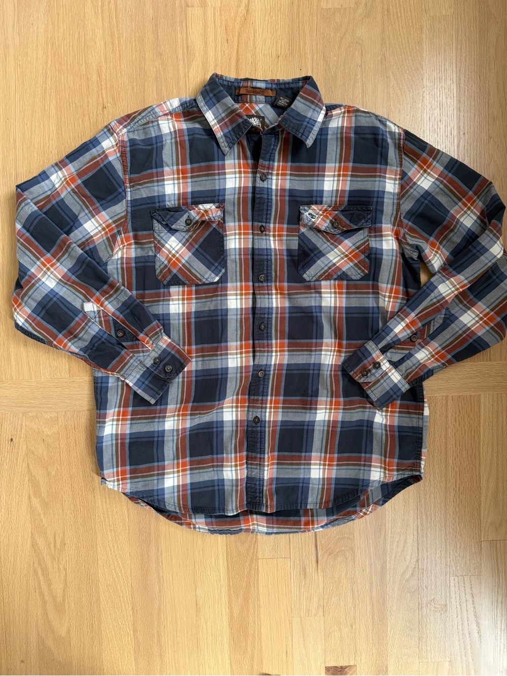 Men’s Timberland Heavyweight 100% Cotton Plaid Flannel Shirt – Size Large